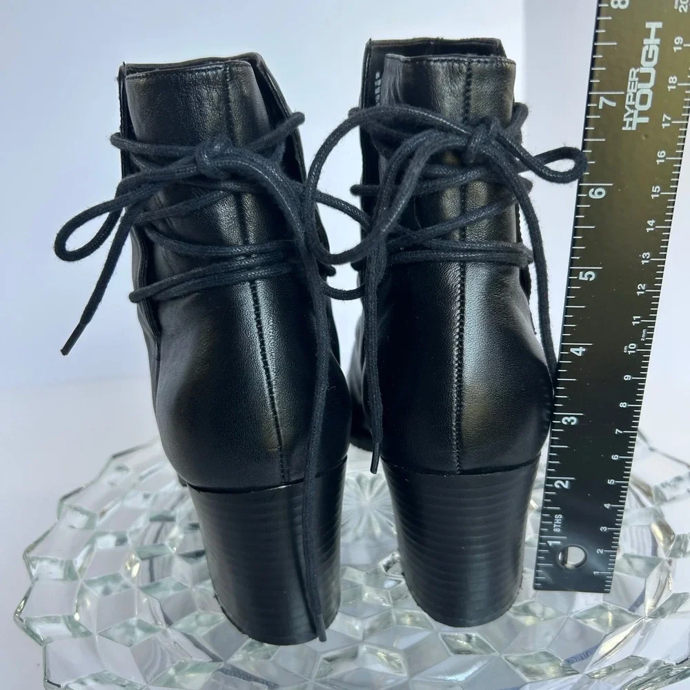 Toe Warmers Canada Black Leather Waterproof‎ Ankle Booties Lace Up 9.5M
